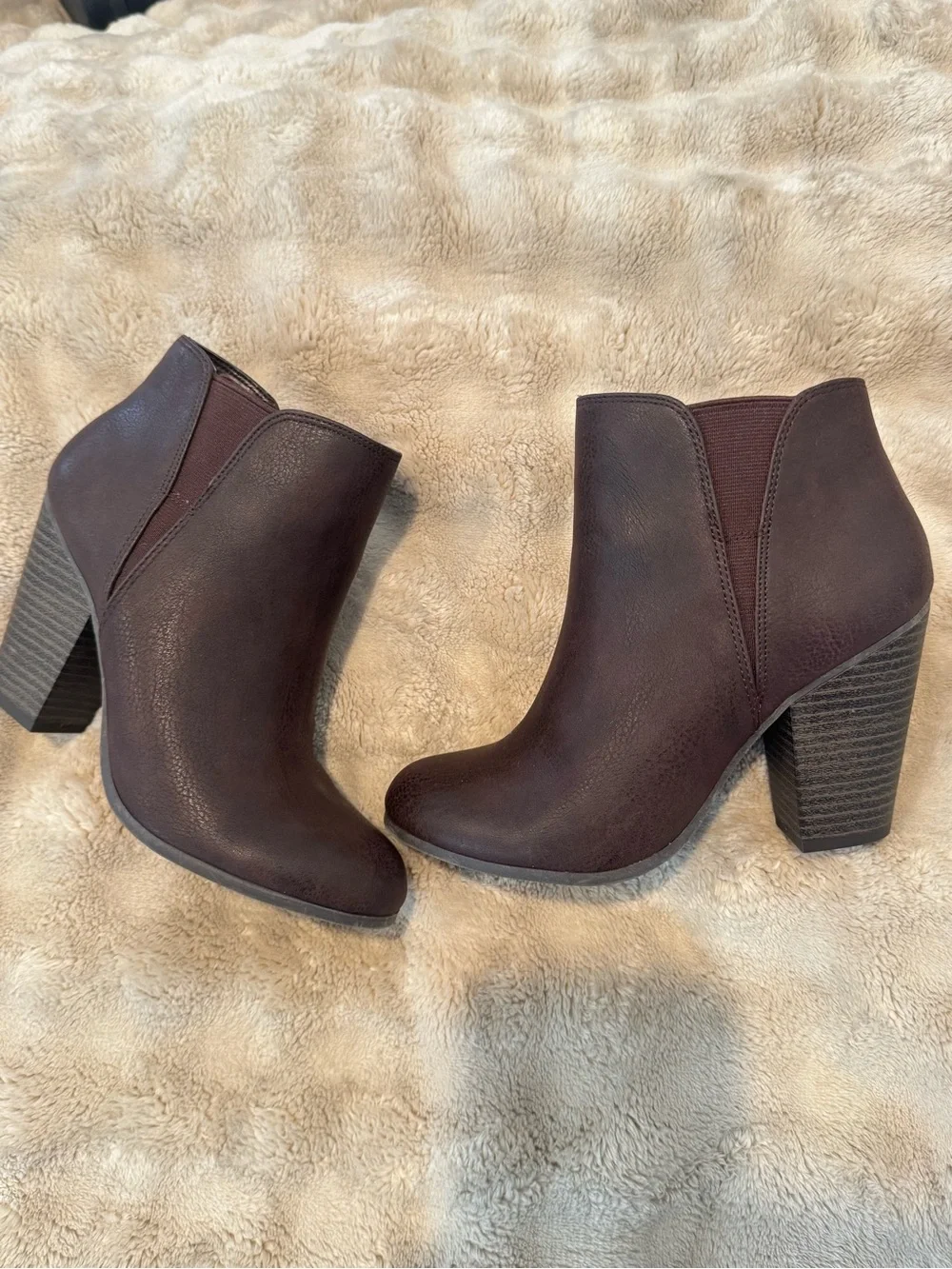 Fergalicious Dark Brown Stacked Heel Ankle Booties